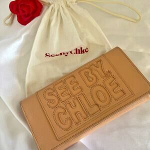 CHLOE See By Chloe Calfskin Leather Limited Edition Wallet Clutch Metallic Gold